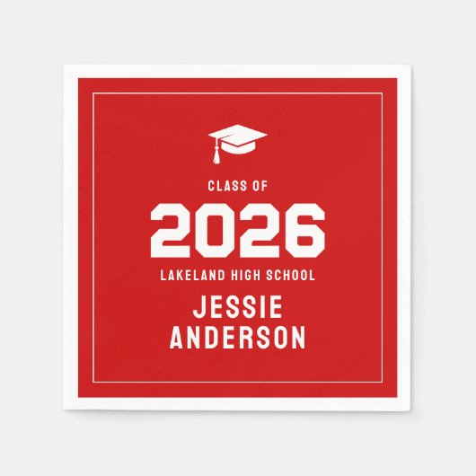 Abitur 2026 in Rot Serviette (Vorderseite)