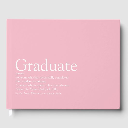 Abitur Definition Girly Pink Modern Gästebuch (Vorderseite)