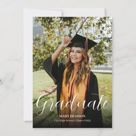 Abitur Elegant Abschlussfoto Ankündigung (Vorderseite)