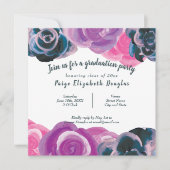 Abitur für Violett, Blaue botanische Rose Einladung (Vorderseite)