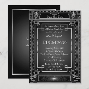 Abitur Senior-Junior, weißer geometrischer Kaiser Einladung
