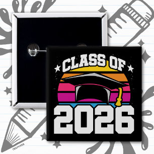 Abiturienten 2026 Abschlussjahrgang 2026 Retro-Son Button