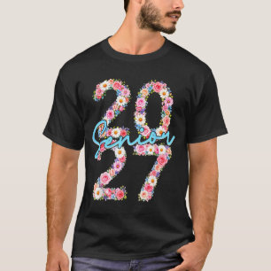 Abiturientin 2027 Abschlussjahrgang 2027 Blumenblü T-Shirt