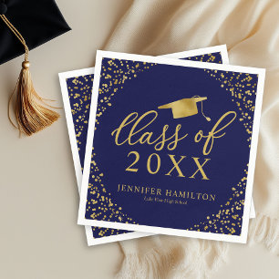 Abiturjahrgang 2021 Elegante Gold Blaue Abschlussf Serviette