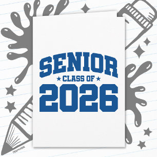 Abiturklasse 2026 Blaue Graduierung Fett Minimal Karte