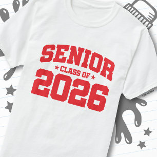 Abiturklasse 2026 Fette Rote Universitäts-Abschlus T-Shirt
