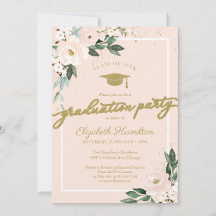 Abiturparty Pink Blush Floral Einladung