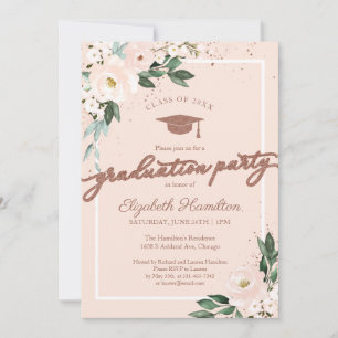 Abiturparty Pink Blush Floral Einladung