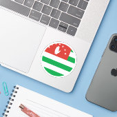 Abkhazia Flag Round Sticker (Laptop mit iPhone)