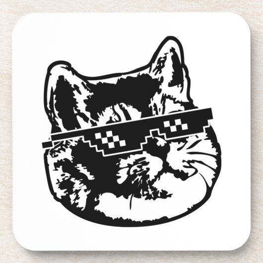Abkommen mit ihm Glas-Katze Meme Getränkeuntersetzer (Vorderseite)