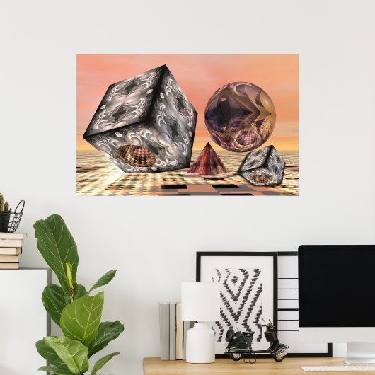 Abkoppeln geometrischer Formen Poster (Heimbüro)