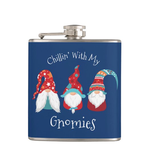 Abkühlen mit meinen Gnomies Funny Modern Holiday B Flachmann (Vorderseite)