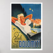 Abkühlung in den Dolomiten Alpen Poster (Vorne)