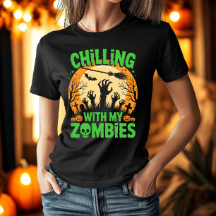 Abkühlung mit meinen Zombies Beängstigende Hallowe T-Shirt