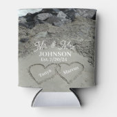 Abkühlung - zwei Herzen im Sand Dosenkühler (Vorderseite)