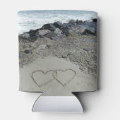 Abkühlung - zwei Herzen im Sand Dosenkühler (Rückseite)