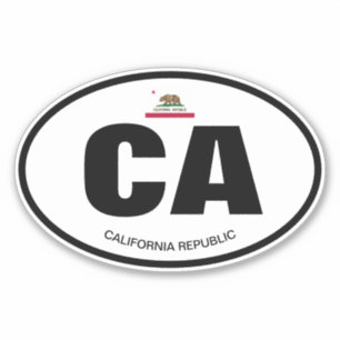 Abkürzung für California Staat oval Vinyl Aufklebe Aufkleber