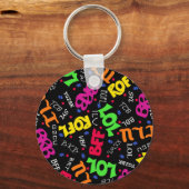 Abkürzungen für Schwarz-Text-Symbole Schlüsselanhänger (Vorderseite)