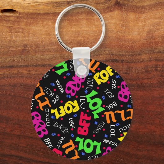Abkürzungen für Schwarz-Text-Symbole Schlüsselanhänger (Vorderseite)