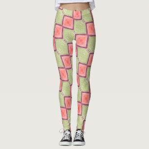 ABL - 069 - Schmetterling aus Grün und Lachs Leggings