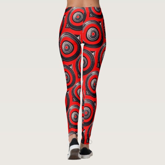 ABL - 145 - Schwarze und rote Kreise Leggings (Rückseite)