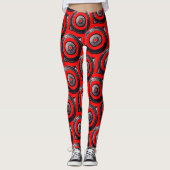ABL - 145 - Schwarze und rote Kreise Leggings (Vorderseite)