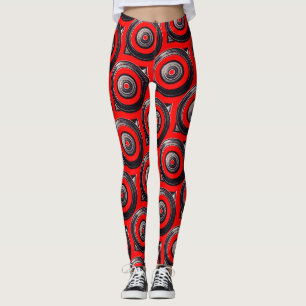 ABL - 145 - Schwarze und rote Kreise Leggings
