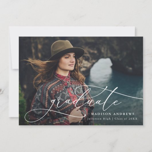 Ablaufende Skript-Foto-Graduierungspartei Einladung (Vorderseite)