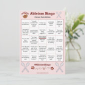 Ableism Bingo Card Chronischer Schmerz Edition Einladung (Stehend Vorderseite)