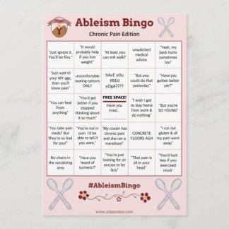 Ableism Bingo Card Chronischer Schmerz Edition Einladung