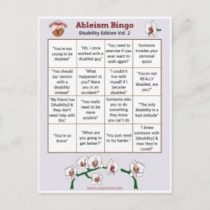 Ableism Bingo Card Disability Edition 2 Einladungspostkarte