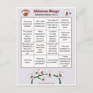 Ableism Bingo Card Disability Edition 2 Einladungspostkarte