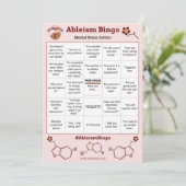Ableism Bingo Card Mental Illness Edition Einladung (Stehend Vorderseite)