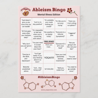 Ableism Bingo Card Mental Illness Edition Einladung