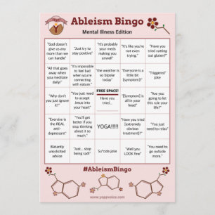 Ableism Bingo Card Mental Illusion Edition Einladung