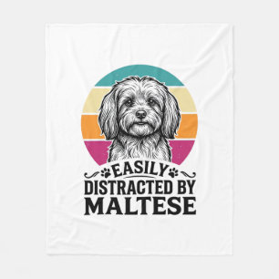 Ablenkbar Durch Malteser Vintage-Hundedesign_1 Fleecedecke