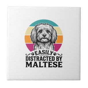 Ablenkbar Durch Malteser Vintage-Hundedesign_1 Fliese