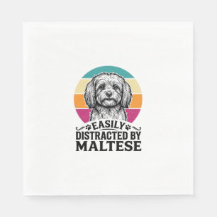 Ablenkbar Durch Malteser Vintage-Hundedesign_1 Serviette
