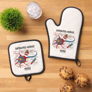 Ablenkter Nerven innerhalb des Neuron Synapse-Spaß Ofenhandschuh & Topflappen-Set