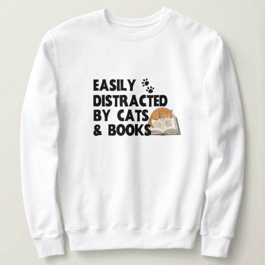 Ablenkungskataloge | Funny Books und Cat Meme Sweatshirt (Design vorne)