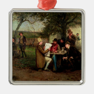 Ablesen der Nachrichten Silbernes Ornament