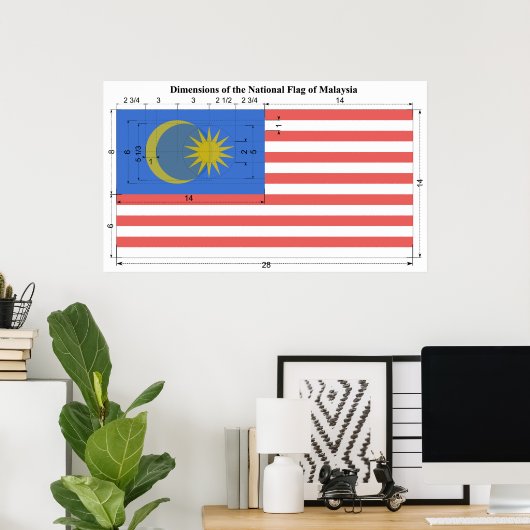Abmessungen der Nationalflagge Malaysias Poster (Heimbüro)