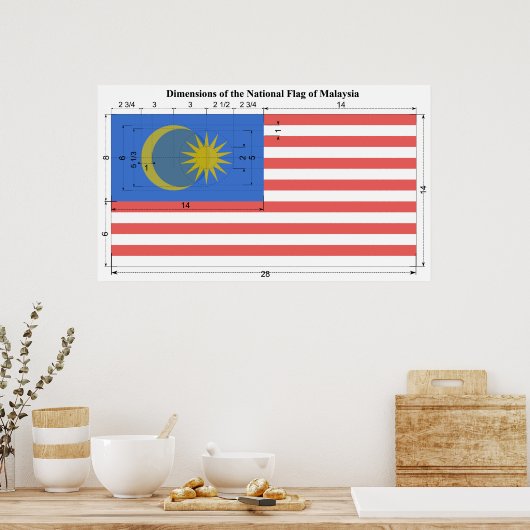 Abmessungen der Nationalflagge Malaysias Poster (Küche)