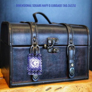 Abmessungen Square-Navy-G Gepäckanhänger