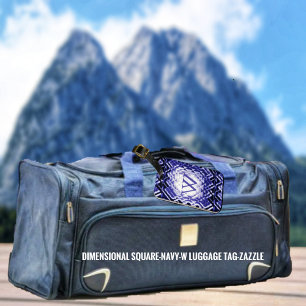 Abmessungen Square-Navy-W Gepäckanhänger