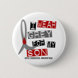 Abnutzungs-Grau des Diabetes-I für meinen Sohn 37 Button