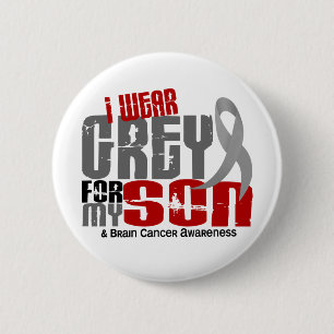 Abnutzungs-Grau des Hirntumor-I für meinen Sohn Button