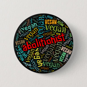 "Abolitionist veganes" Wort-Wolke Mosaik Button