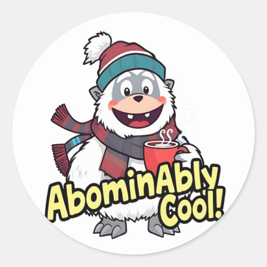 Abominierlich Cooles Winter Yeti Design Runder Aufkleber (Vorderseite)