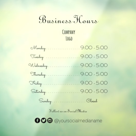 Abonnement für Geschäftszeiten Fensteraufkleber (Blatt 3)